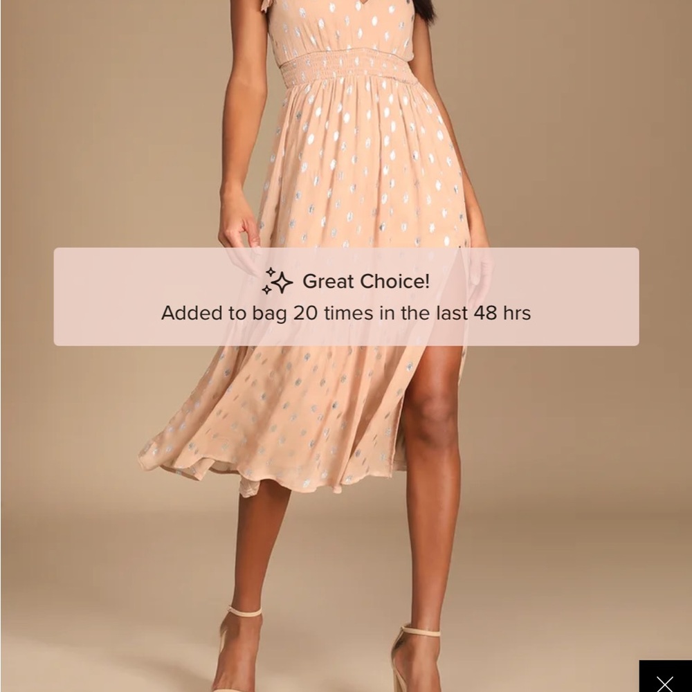 Polka Dot Midi Dress in Beige